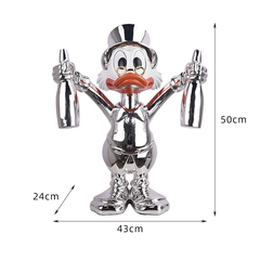 Tượng Vịt May Mắn Composite Mạ Titan Vàng Gương Bạc