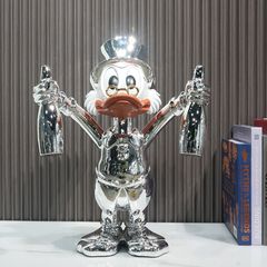 Tượng Vịt May Mắn Composite Mạ Titan Vàng Gương Bạc