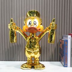 Tượng Vịt May Mắn Composite Mạ Titan Vàng Gương Bạc