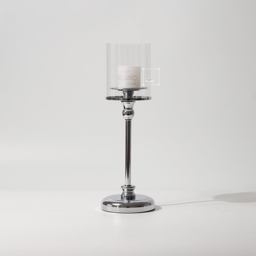 Bộ 3 Chân Nến Kèm Nến Trụ Lớn Màu Vàng Decor Bàn Ăn