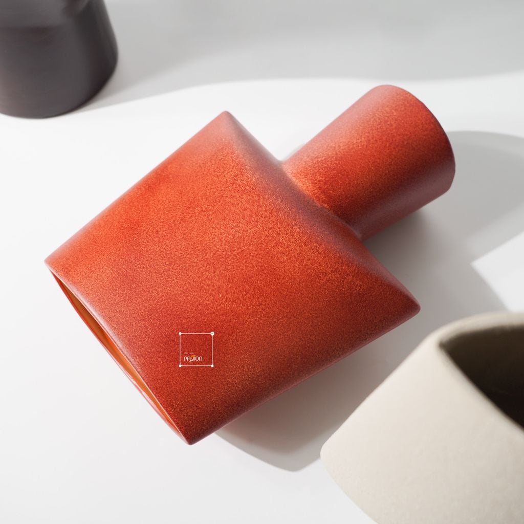 Bình Hoa Wabi Sabi Gốm Mộc Đáy Chữ U