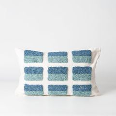 Vỏ Gối Tựa Lưng Canvas Thêu Nổi Hình Học Xanh Ngọc