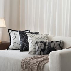 Vỏ Gối Tựa Lưng Trắng Đen Phong Cách Bắc Âu Tối Giản