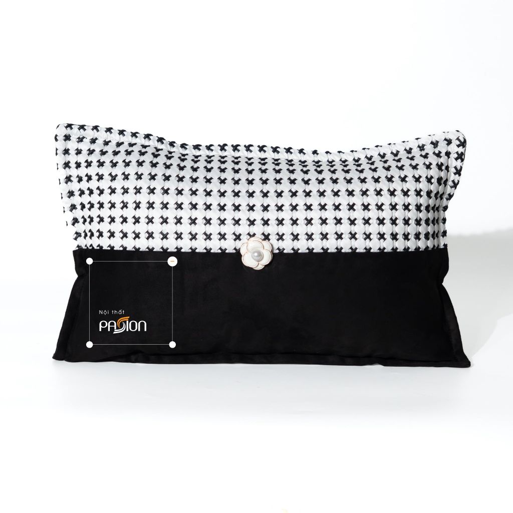 Vỏ Gối Tựa Lưng Lông Ngựa Luxury Phối Đen Trắng