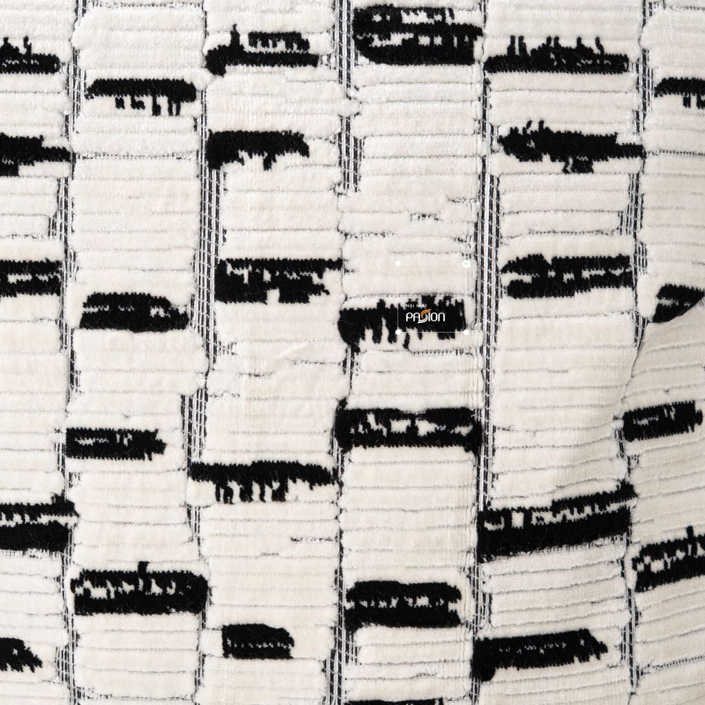 Vỏ Gối Tựa Lưng Nhung Đen Bạc Ánh Kim Vân Hổ