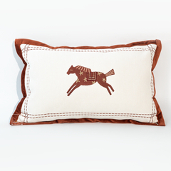 Vỏ Gối Tựa Lưng Sofa Thêu Hình Ngựa Boho Cam Đất