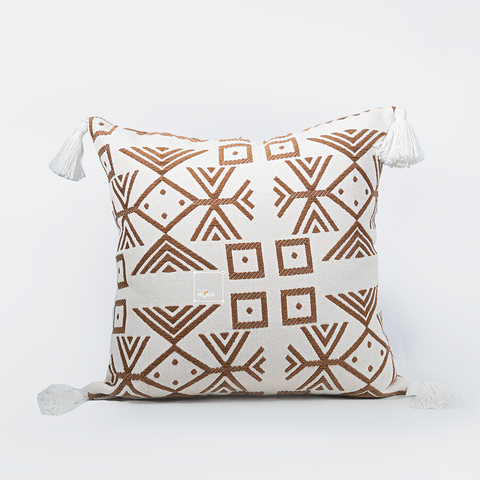Vỏ Gối Tựa Lưng Sofa Bohemian Tua Rua Đan Len Phối Màu Wabi Sabi