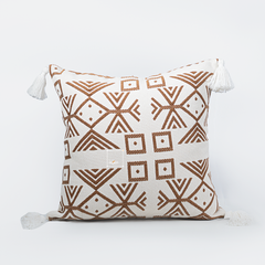 Vỏ Gối Tựa Lưng Sofa Bohemian Tua Rua Đan Len Phối Màu Wabi Sabi