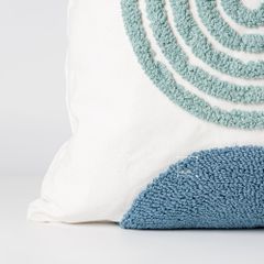 Vỏ Gối Tựa Lưng Canvas Thêu Nổi Hình Học Xanh Ngọc