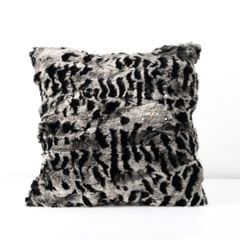 Vỏ Gối Tựa Lưng Nhung Đen Bạc Ánh Kim Vân Hổ