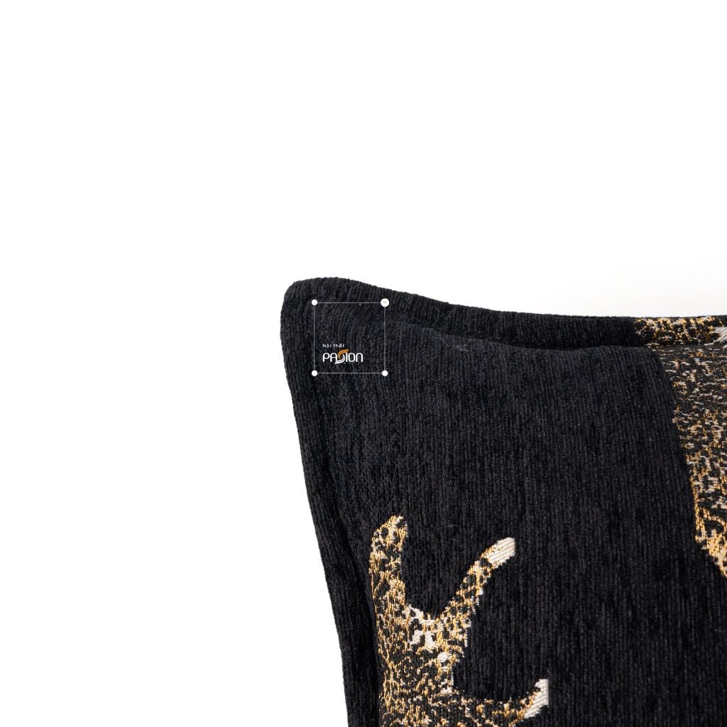 Vỏ Gối Tựa Lưng Nhung Đen Bạc Ánh Kim Vân Hổ