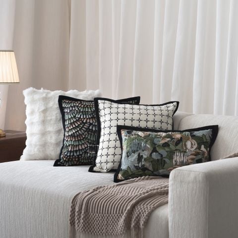 Vỏ Gối Tựa Lưng Hoa Văn Xanh Kiểu Pháp Sang Trọng