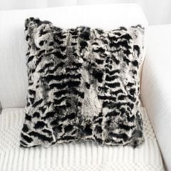 Vỏ Gối Tựa Lưng Nhung Đen Bạc Ánh Kim Vân Hổ