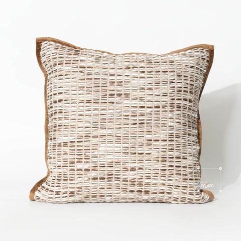 Vỏ Gối Tựa Lưng Vuông Dệt Thủ Công Wabi Sabi Tông Be Cao Cấp