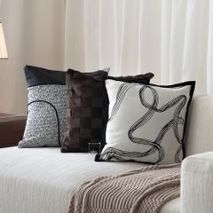 Vỏ Gối Tựa Lưng Tông Nâu Xám Trầm Hiện Đại