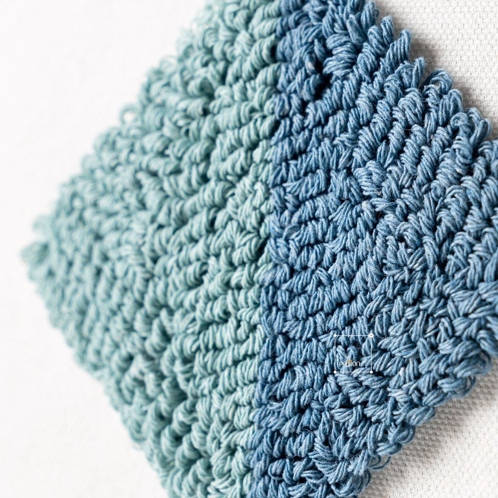 Vỏ Gối Tựa Lưng Canvas Thêu Nổi Hình Học Xanh Ngọc