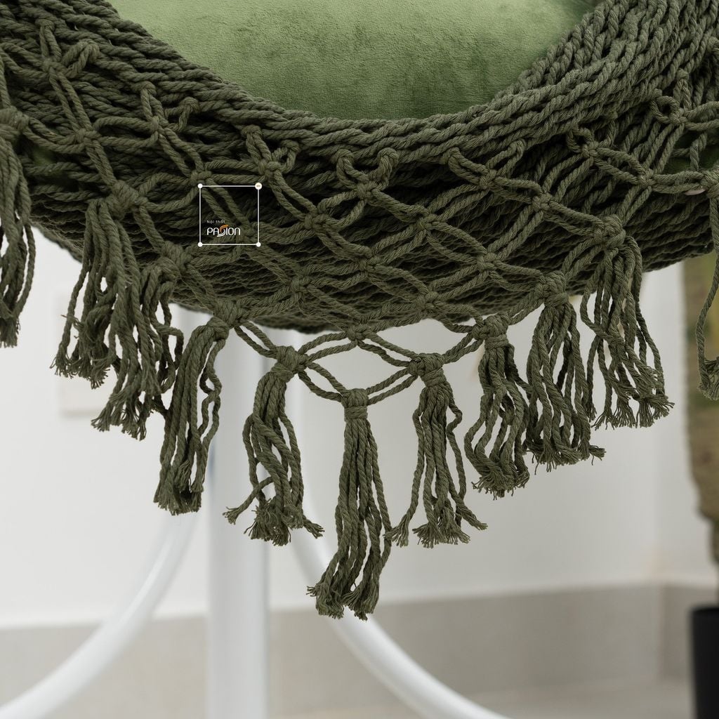 Ghế Võng Lưới Treo Trong Nhà Ngoài Trời Tua Rua Chân Võng