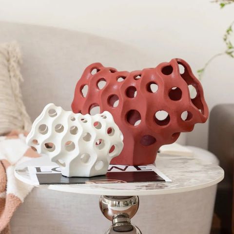 Bộ Đôi Tượng Trang Trí Hình Học San Hô Prisma