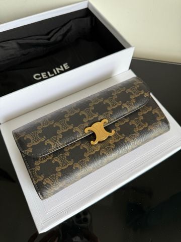 VÍ DÀI NỮ CELIN* TRIOMPHE MONOGRAM NÂU