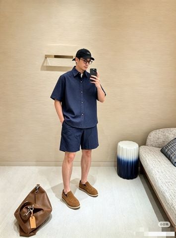 BỘ DENIM JACQUARD NAM L V SƠ MI NGẮN TAY & QUẦN SHORT WORKWEAR