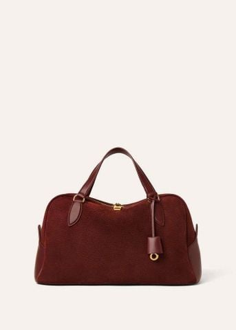 TÚI XÁCH NAM NỮ L P NEEDLE 38CM DA BÊ REVERSE SUEDE PHOM BOWLING