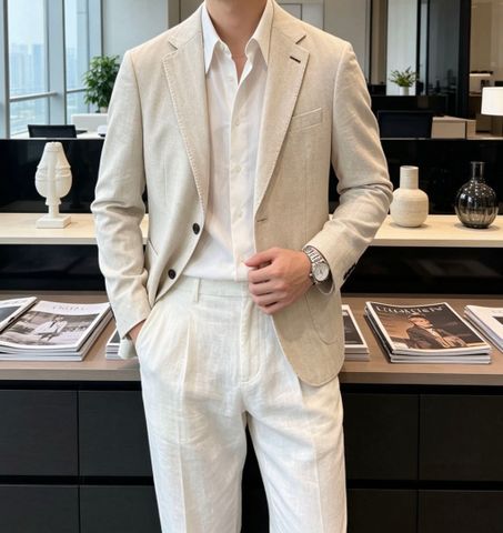 BLAZER NAM L P LINEN PHA DỆT HERRINGBONE