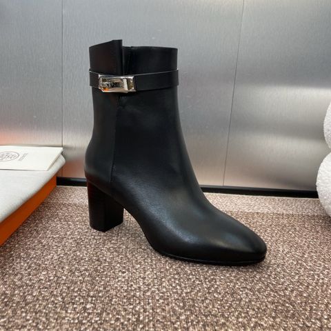 BOOT NỮ HERM* KELLY GÓT 6.5CM DA ĐEN