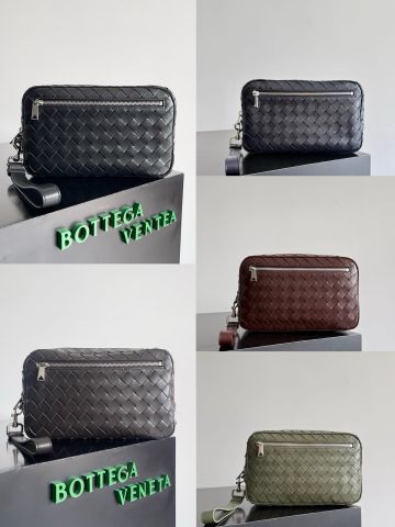 TÚI CẦM TAY NAM NỮ B V INTRECCIATO POUCH WITH WRISTLET DA BÊ ĐAN, QUAI CỔ TAY THÁO RỜI