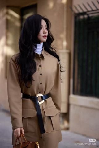 ĐẦM SƠ MI NỮ CEL* THU ĐẦU MÙA  – CỔ LẬT, DÂY LƯNG TÙY CHỈNH