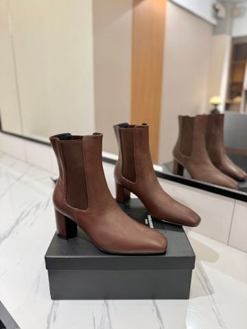 BOOT NỮ YSL*  CHELSEA GÓT TRỤ TRUNG – DA BÊ, LÓT CỪU, ĐẾ DA*