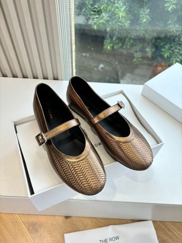 Giày nữ búp bê The* Row* Mary Jane dệt ánh đồng