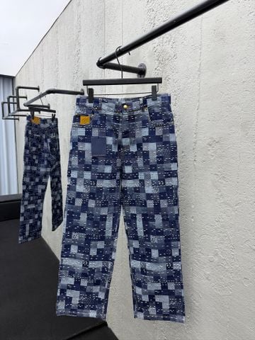 QUẦN JEANS NAM NỮ L V PATCHWORK DAMIER DENIM