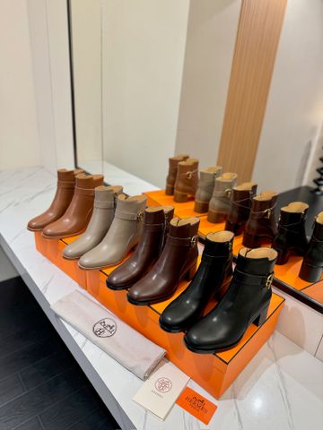 BOOT NỮ HERM* DA BÒ NÂU GÓT TRỤ THANH LỊCH PHONG CÁCH CƯỠI NGỰA