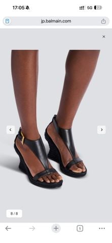 SANDAL CAO GÓT NỮ BLM ĐẾ CÓI WEDGE 10CM KHÓA KIM LOẠI PB QUAI CHỮ T TÔN DÁNG