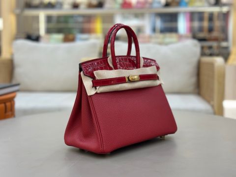 TÚI XÁCH NỮ HERM BK25 TOUCH DA TOGO PHỐI CÁ SẤU BÓNG 25CM