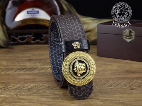 THẮT LƯNG NAM V S KHÓA MEDUSA TRÒN – HỌA TIẾT GEOMETRIC – BẢN 3,8 CM