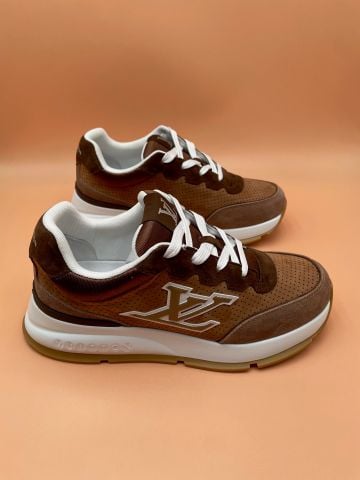 GIÀY NAM SNEAKER L*V  DA BÒ NÂU LOGO TRẮNG