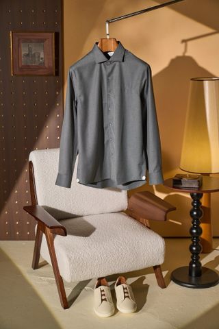 ÁO SƠ MI NAM L P WINDSOR COLLAR – WOOL–COTTON BLEND, REGULAR FIT