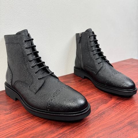 BOOT NAM AOSTA DA BÊ VÂN SẦN – DÁNG CỔ LỬNG LACE-UP