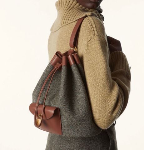 TÚI RÚT DÂY NAM NỮ LP EXTRA DÁNG BUCKET TWEED LEN PHA DA