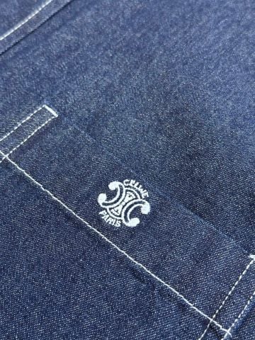 ÁO SƠ MI NAM NỮ CLN DENIM THÊU LOGO NGỰC PHONG CÁCH TINH GỌN