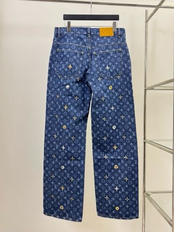 QUẦN JEANS NAM L V MONOGRAM EMBROIDERED DENIM SKATE PANTS