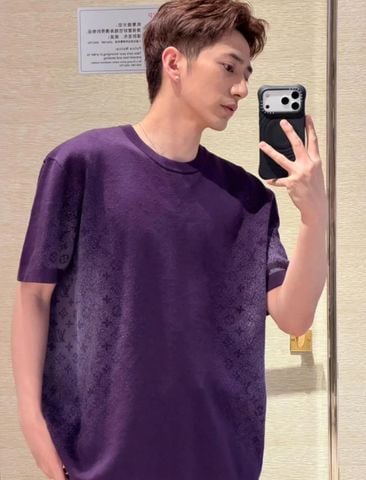 ÁO THUN NAM NỮ L V MONOGRAM DỆT KIM CHUYỂN SẮC FORM RỘNG