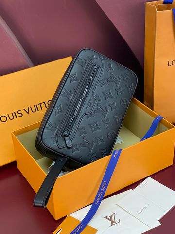 TÚI CẦM TAY NAM NỮ L V POCHETTE KASAI MONOGRAM SHADOW DA BÊ DẬP NỔI