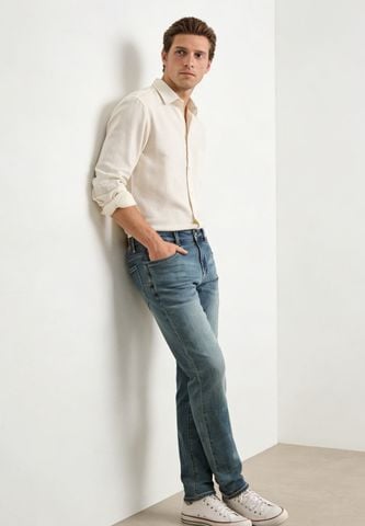 QUẦN JEANS NAM LW PHOM STRAIGHT WASH BỤI THÊU TÚI SAU SANG TRỌNG