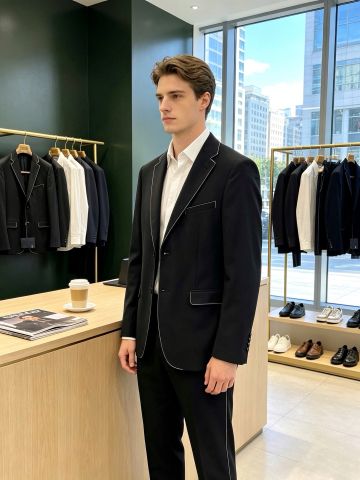 BỘ SUIT NAM P R D SLIM TAILORED VIỀN TOPSTITCHING TƯƠNG PHẢN