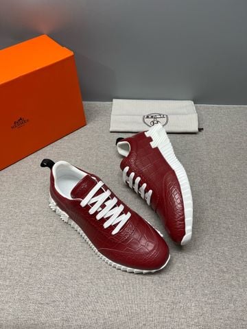 GIÀY SNEAKER NAM H M PHOM LOW-TOP DA CROC-EMBOSSED PHỦ BÓNG PHỐI ĐẾ RĂNG CƯA