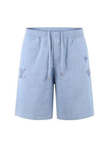 BỘ SƠ MI NAM L V EMBROIDERED SIGNATURE SHORT-SLEEVE SHIRT & SHORTS