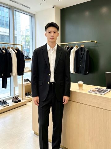 BỘ SUIT NAM G C SINGLE-BREASTED PHOM TAILORED, CÚC KIM LOẠI ÁNH VÀNG