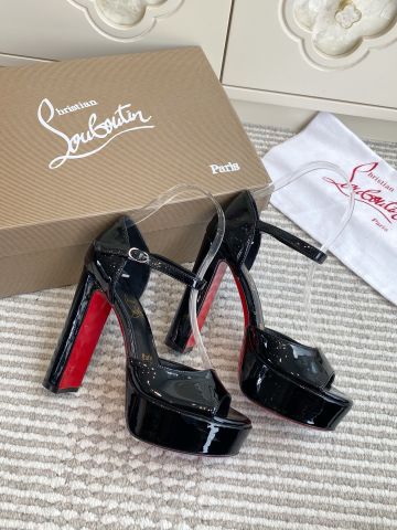 SANDAL CAO GÓT NỮ CL* ĐẾ ĐỎ 12.5CM DA BÓNG